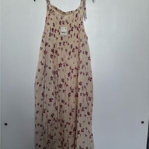 Free People Cream and Red Floral Maxi Dress
